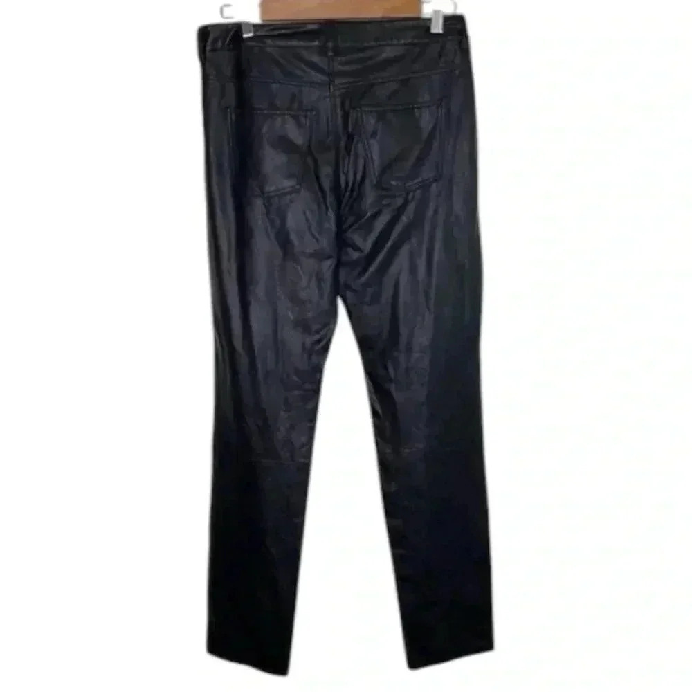 7 for All Mankind Black Vegan Faux Leather Skinny High Rise Leggings Size Large - Picture 9 of 11